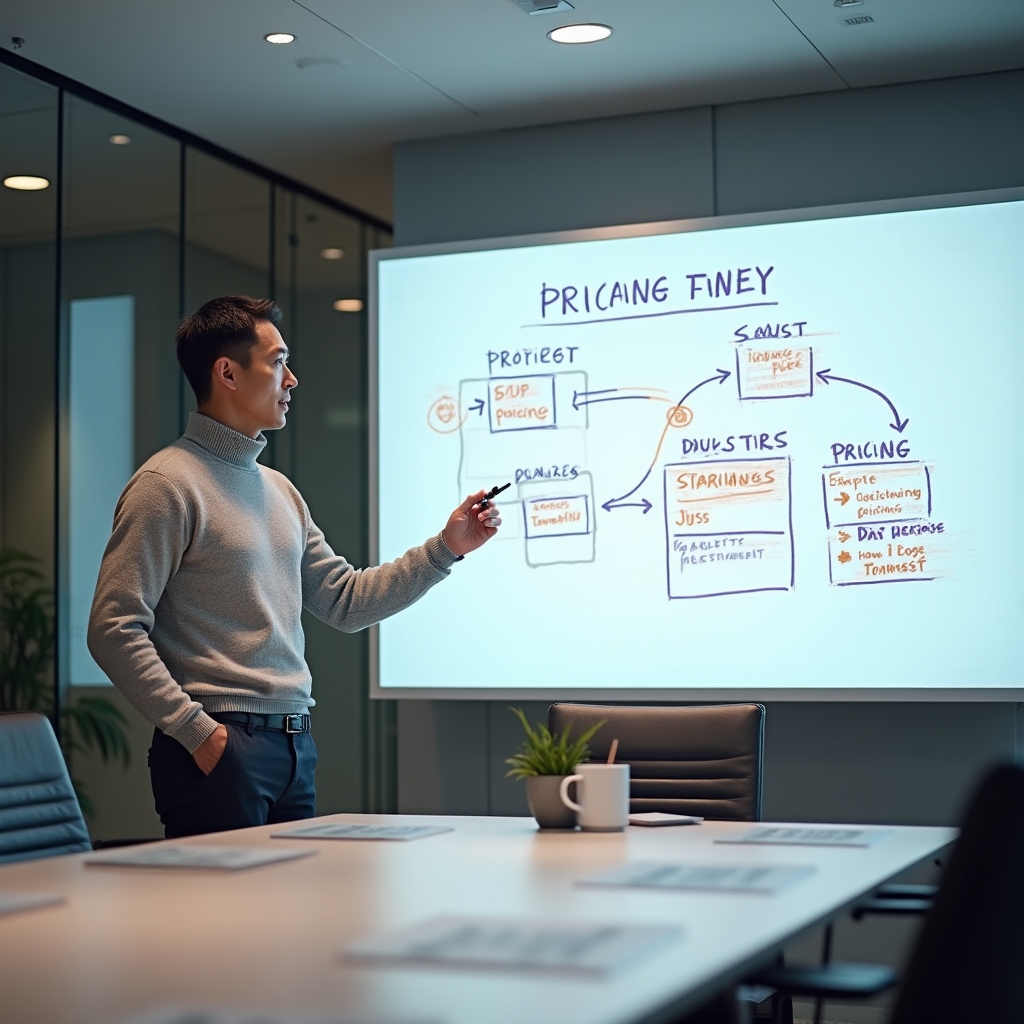 Preisstrategien auf einem Whiteboard dargestellt