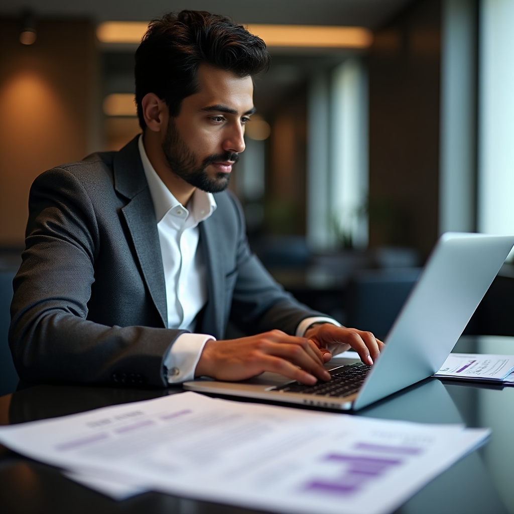 Professionelles Angebot wird am Laptop erstellt